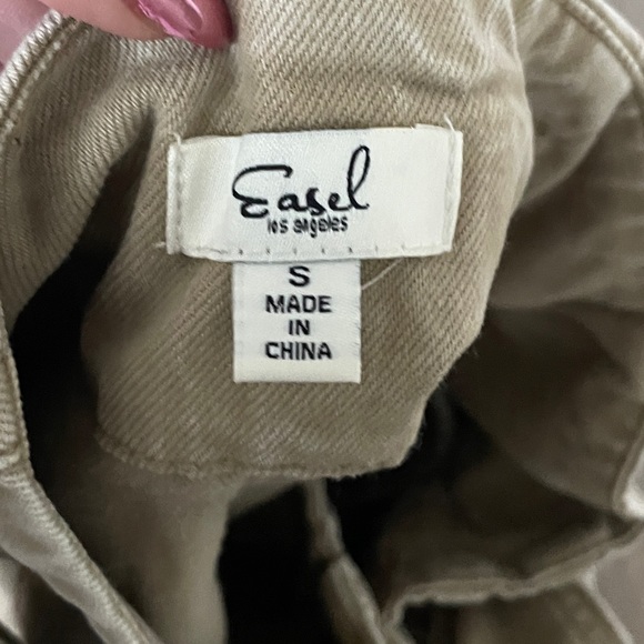 High Waisted Tan Denim Shorts with Bow Belt - Picture 6 of 6